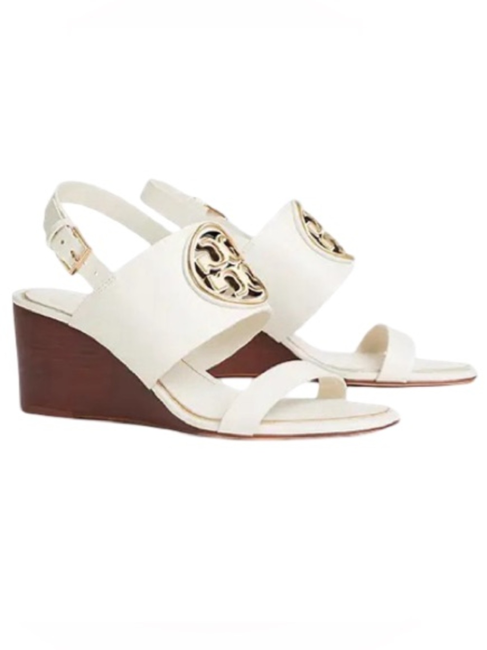 Tory Burch Metal Millar Wedge Bleach/Gold Sz 9 women’s